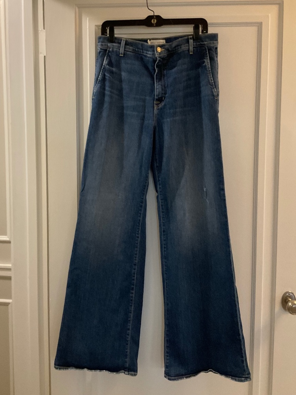 Nili Lotan Wide-Leg Jeans in Medium Blue Wash sz 32  / see description